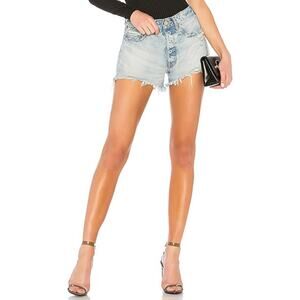 Moussy Vintage Etna Boho Coastal Frayed Distressed Shorts in Light Blue Size 26